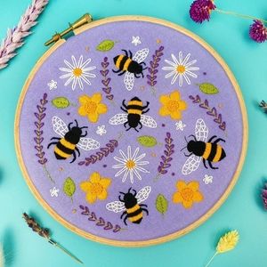 "Bees and Lavender" Handmade Embroidery Kit